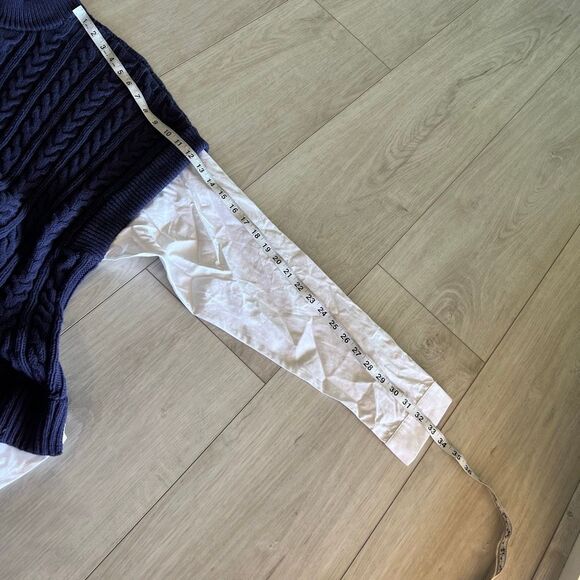 PILCRO Chunky Cable-Knit Twofer Sweater - Blue size XL - Picture 4 of 11